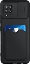 Voor Samsung Galaxy A42 Sliding Camera Cover Design TPU-beschermhoes met kaartsleuf (zwart)
