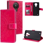 Voor Nokia 1.4 Totem Bloem Reliëf Horizontale Flip TPU + PU Lederen Case met Houder & Kaartsleuven & Portemonnee (Rood)