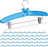Relaxdays 50 x kledinghangers satijn - broekhanger - kleerhangers- klemmen - zacht - blauw