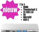 NEUW! USB-C hub Macbook Air/Pro - HDMI - Thunderbolt 3 - Zilver- Silver -  7 in 1 - usb c adapter - usb c naar hdmi  - usb c hub - usbc hub - usbc hdmi - usbc naar usb - usbc adapt