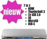 NEUW! USB-C hub Macbook Air/Pro - HDMI - Thunderbolt 3 - Space Gray - 7 in 1 -  - usb c adapter - usb c naar hdmi  - usb c hub - usbc hub - usbc hdmi - usbc naar usb - usbc adapter