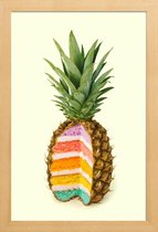 JUNIQE - Poster in houten lijst Pineapple Cake -20x30 /Kleurrijk