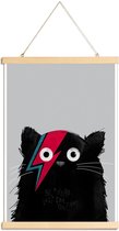 JUNIQE - Posterhanger Cat Hero -30x45 /Grijs & Rood