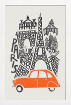 JUNIQE - Poster in houten lijst Paris Cityscape -30x45 /Rood & Zwart