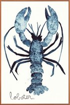 JUNIQE - Poster met kunststof lijst Lobster -13x18 /Blauw & Wit