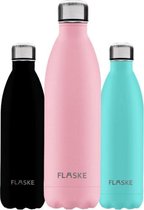 FLASKE Flower - RVS Drinkfles van 1L- Geschikt als waterfles, thermosfles en thermoskan