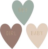 Geboorte Sluitsticker - Sluitzegel XXL Baby / Boy / Girl – Hart – Hartje | Pastel – Mauve - Lila / Licht Rose – Blauw | Babyshower - Zwangerschap – Geboortekaart – Jongen / Meisje