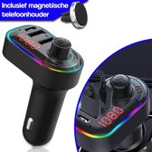 Quardes FM Transmitter Bluetooth + magnetische telefoonhouder + Nederlandse handleiding | Bluetooth receiver & USB | iPhone & Samsung lader | USB C Adapter