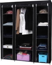 Hoppa! - Kledingkast met stofkap - Zwart - stof - 150 x 45 x 175 cm (b x d x h)