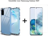 Samsung Galaxy S20 hoesje shock proof case transparant - 1x Samsung Galaxy S20 screenprotector uv