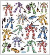 Stickers - Robot Transformers - Superhelden - Rood, Groen, Blauw, Geel - Creotime - 1 Vel - 17 Stickers
