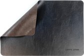 Lucy's Living Luxe Placemat ALLORA - dubbelzijdig - zwart/bruin - 45 x 30 cm - rechthoek - kunstleer - kunststof - kinderen