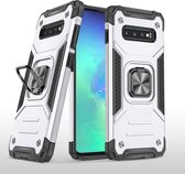 Samsung S10 Hoesje - Heavy Duty Armor hoesje Zliver - Galaxy S10 silicone TPU 360-Degree hybride hoesje Kickstand ringhouder met Magnetisch Auto Mount