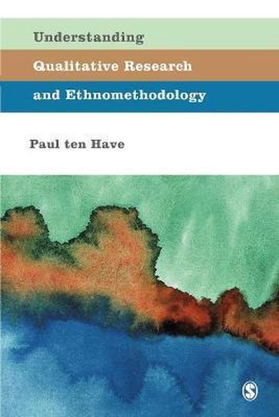 Boekomslag 'Understanding Qualitative Research and Ethnomethodology' door Paul ten Have met een aquarel in groen en blauw.