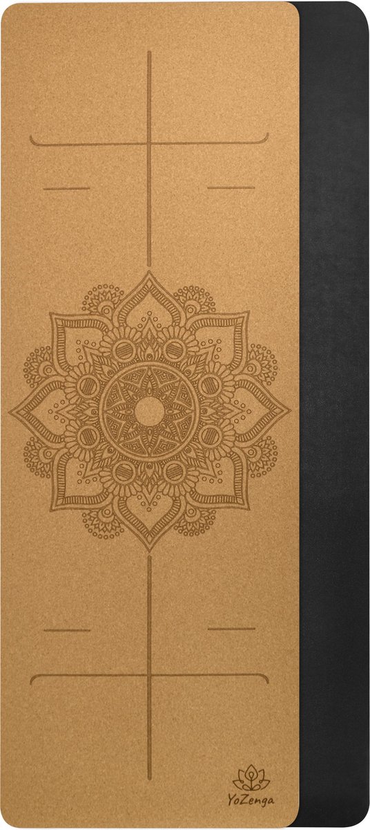 YoZenga Mandala Flower Yoga Mat | Premium Natuurlijk Kurk | Antislip & Schokabsorptie | Inclusief Draagriem | Duurzaam & Eco-vriendelijk thumbnail 3