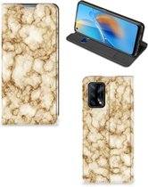 Smartphone Hoesje OPPO A74 4G Book Cover Marmer Goud