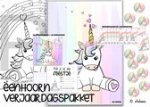 verjaardagsfeest thema unicorn - eenhoorn versiering - verjaardagspakket - uitnodiging verjaardagsfeest - poster eenhoorn - kinderfeest