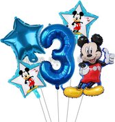 Mickey Mouse ballonnen set verjaardag 3 jaar - folie ballon - 5 delig