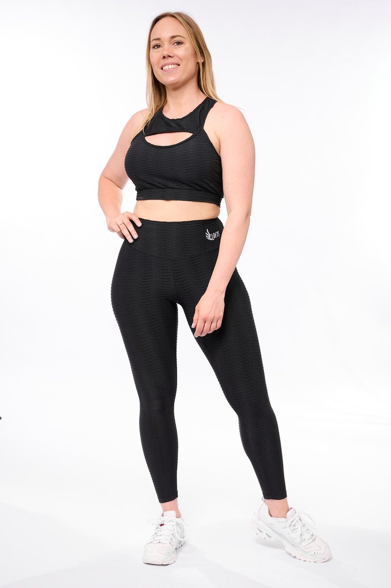 Brazilian Anti Cellulite Scrunch leggings + Gym top met opening - Zwart - L  | bol.