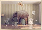 Poster Met Metaal Gouden Lijst - Kalmte-olifanten Poster