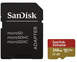 SanDisk Extreme MicroSDXC 256GB - U3 V30 A2 - 160MB/s - met adapter