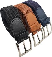 Safekeepers elastische riem - Gevlochten Riem - 3 Stuks - Elastiek Riem - Stretch Broekriem - zwart, grijs en zwart-grijs