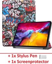 Smart Cover Book Case Hoesje Geschikt Voor Apple iPad Pro 11 Inch (2021) Wifi/5G Tablet - Auto Sleep/Wake & Standaard Functie - Trifold Multi-Stand Flip Sleeve Met Screenprotector