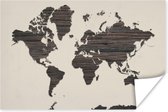 Poster - Wereldkaart - Bruin - Hout - 120x80 cm