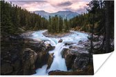 Poster Waterval in het Nationaal park Jasper in Noord-Amerika - 120x80 cm