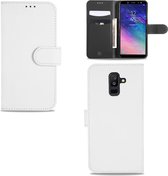 Geschikt voor Samsung Galaxy A6 Plus (2018) Hoesje Wit met Pasjeshouder