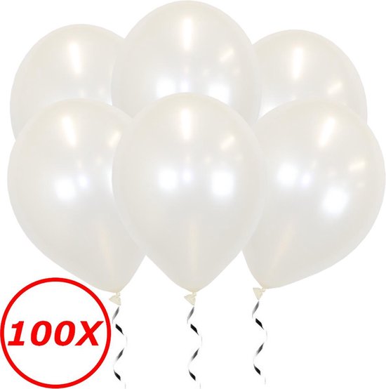 Witte Ballonnen Feestversiering Metallic Verjaardag 100 stuks Bruiloft Wit | bol.com