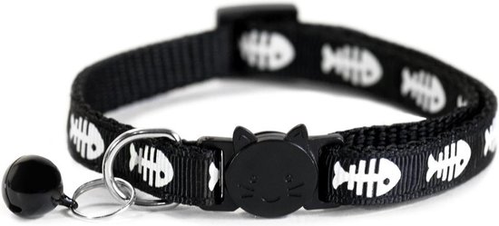 Ace Pets Kattenhalsband met belletje Veiligheidssluiting - Halsband Kat - Kattenbandje - Zwart