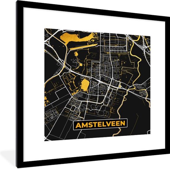 Fotolijst Incl Poster Plattegrond Amstelveen Goud Zwart X Cm Posterlijst Bol Com