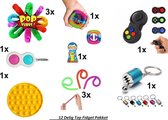 Fidget Toys Pakket - Set met 12 verschillende Fidget Toys: Pop Tubes , Simple Dimple, Pop It Fidget, Jump Elf , Monkey Noodles, Fidget Controller Pad ,Fidget Autoschakel, Snapperz Rainbow