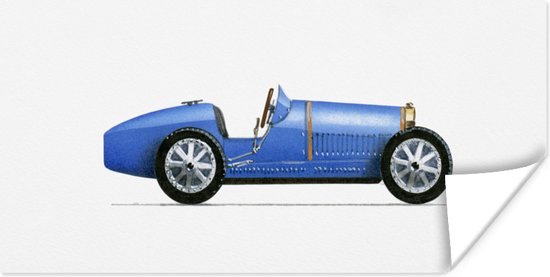 Poster Illustratie Bugatti sportwagen - 80x40 cm