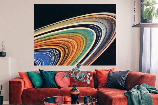 Poster Les anneaux de Saturne 160x120 cm - Tirage photo sur Poster (décoration murale salon / chambre) XXL / Groot format!