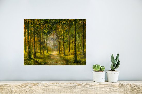 Une illustration d'un chemin à travers la forêt poster 40x30 cm - petit - Tirage photo sur Poster (décoration murale salon / chambre) / Arbres Poster