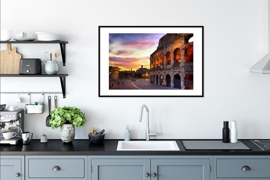 Fotolijst incl. Poster - Het Colosseum in Rome bij een zonsondergang - 90x60 cm - Posterlijst