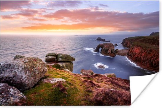 Poster - Een zonsondergang langs de kliffenkust van Cornwall