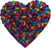 Hart Pailetten strijk embleem - patch - patches - stof & strijk applicatie