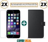 Fooniq Boek Hoesje Zwart 2x + Screenprotector 2 - Geschikt Voor Apple iPhone 6/6S+