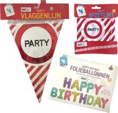 3BMT verjaardag versiering - pakket - slinger, happy birthday ballonnen en afzetlint