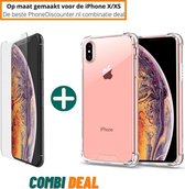 Fooniq Transparant Anti Schock Siliconen Hoesje + Screenprotector - Geschikt Voor Apple iPhone XS