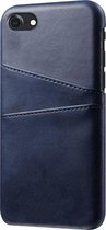 GadgetBay Lederen Portemonee Wallet hoes iPhone 7 8 SE 2020 Case - Donkerblauw Bescherming