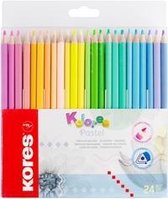 Crayons de couleur Kores triangulaires "Klores Pastel", boite carton de 24 épaisseur de mine