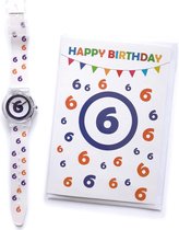 Verjaardag Horloge 6 Jaar - Happy Birthday Watch + Wenskaart 6 Jaar
