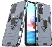 Xiaomi Redmi Note 10 / Note 10S hoesje, MobyDefend Dubbelgelaagde Pantsercase Met Standaard, Navy blauw | GSM Hoesje / Telefoonhoesje Geschikt Voor: Xiaomi Redmi Note 10  / Xiaomi Redmi Note 