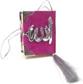 Fluwelen Koran voor auto Donkerroze Zilver