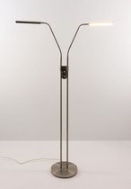 4 jaar garantie op LED - Highlight Murcia - dubbele vloerlamp leeslamp - chroom rvs - 2 lichts - H 145 cm