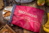 BROODNODIG® - Herbruikbare Broodzak (44x30cm) – 100% RPET – Broodzakken Voor Zelfgebakken Brood – Luchtdicht – Thuisbakker - Diepvrieszak - Brooddoos – Rood